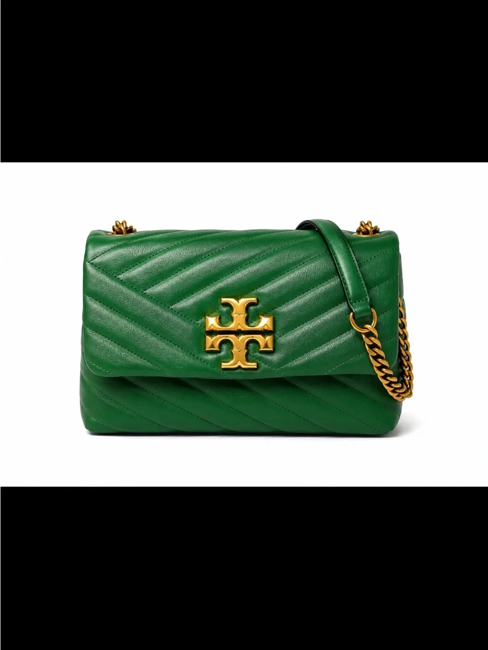 Tory Burch Kira Chevron Convertible Shoulder Bag in Rich Emerald Green
